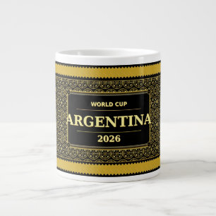 Argentina Football Fan 2026 Black Gold Luxury  Large Coffee Mug