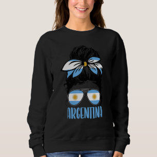 Argentina Girl Messy Hair Bun Argentinian Girl Fan Sweatshirt