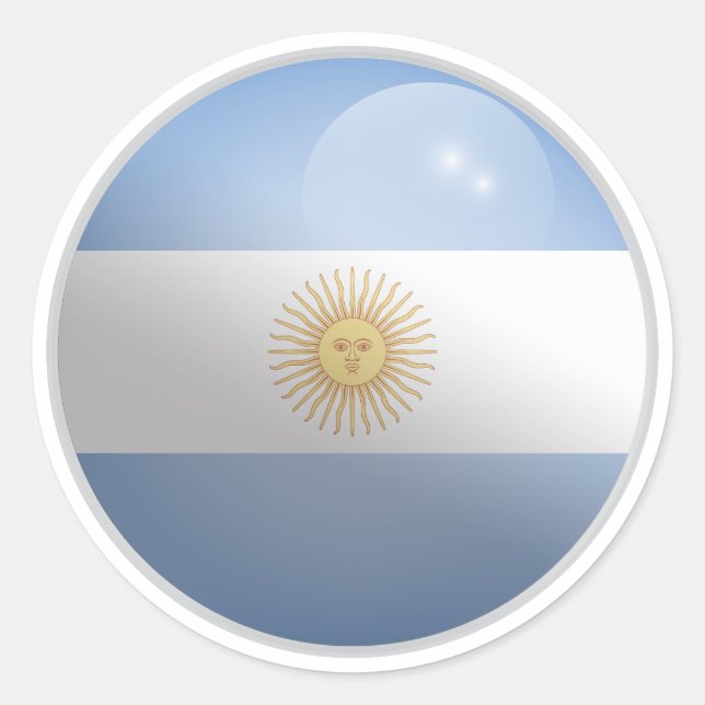 Argentina Glossy Circle Flag Classic Round Sticker (Front)