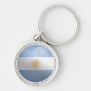 Argentina Glossy Circle Flag Keychain