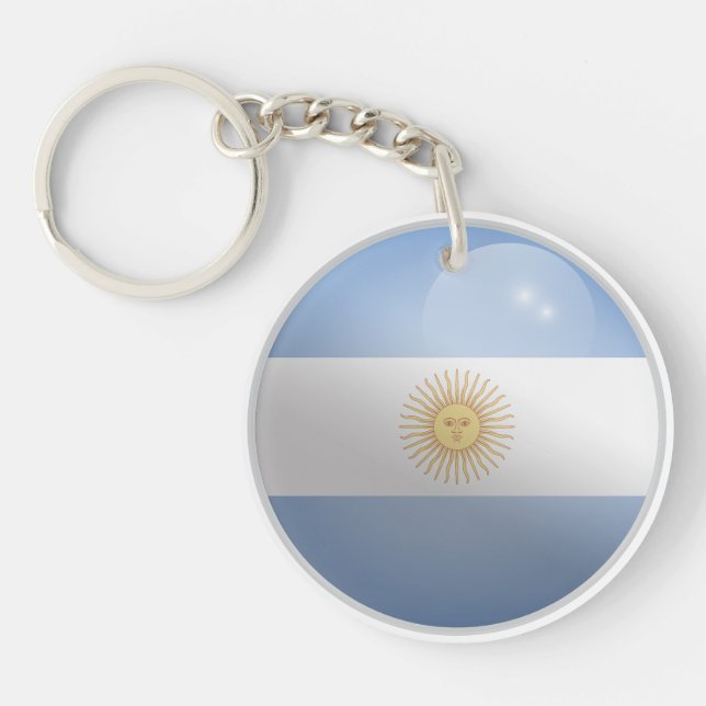 Argentina Glossy Circle Flag Keychain (Front)
