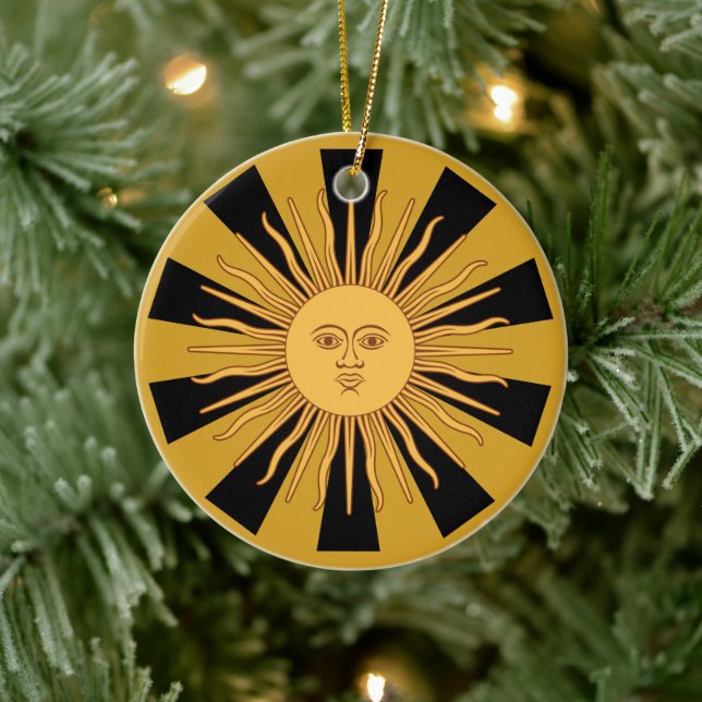 Argentina Golden Sun, Sol de Mayo Ceramic Ornament (Tree)