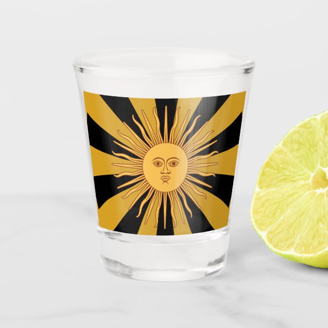 Argentina Golden Sun, Sol de Mayo party Shot Glass (Front)