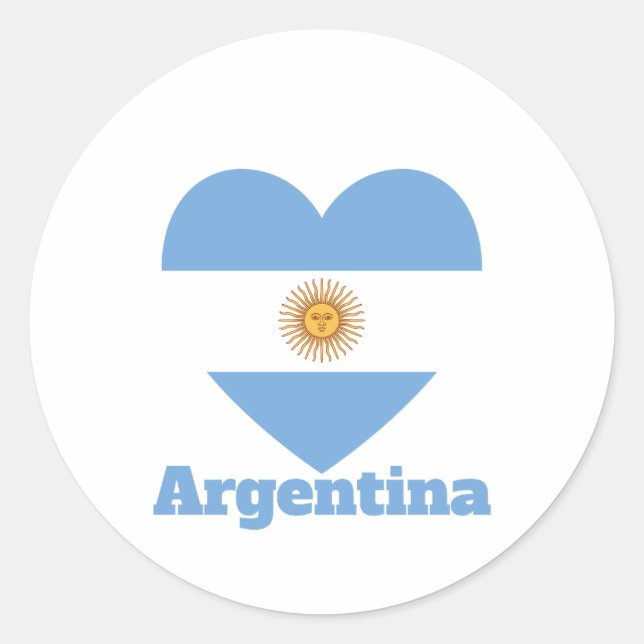 Argentina Heart Flag  Classic Round Sticker (Front)