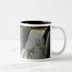 Argentina, Iguacu Falls in sun. Two-Tone Coffee Mug