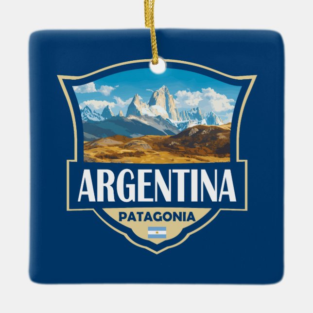 Argentina Illustration Retro Badge Ceramic Ornament (Front)