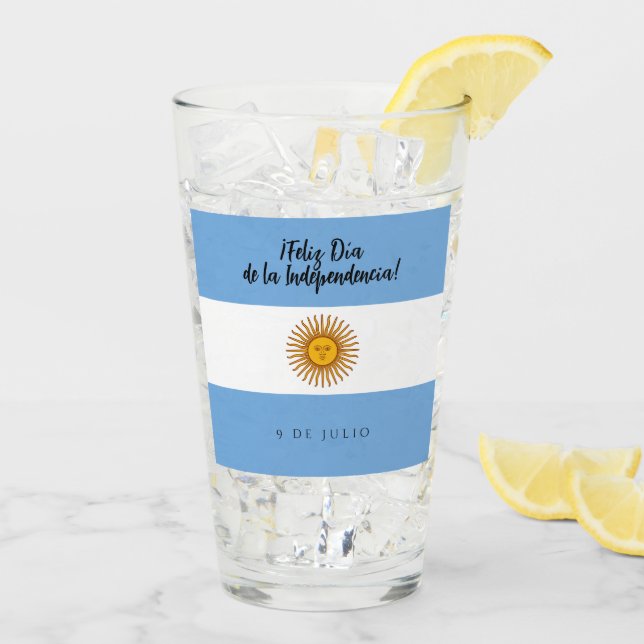 Argentina Independence Day Flag Glass (Back Ice)