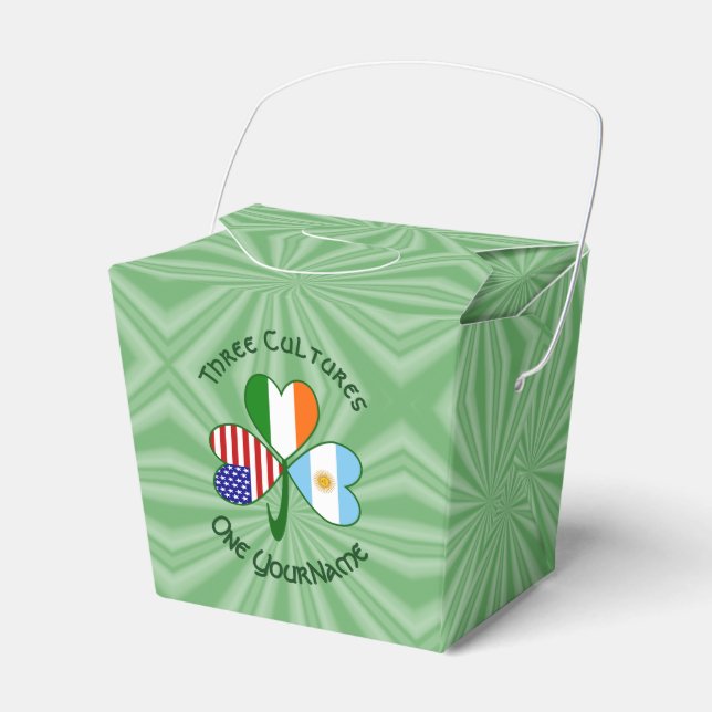 Argentina Ireland USA Shamrock Flag  Favor Box (Front Side)