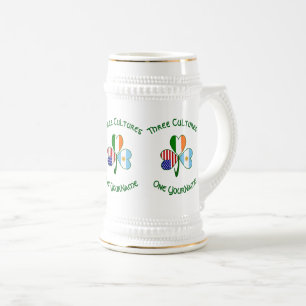 Argentina Ireland USA Shamrock Flag Personalized Beer Stein
