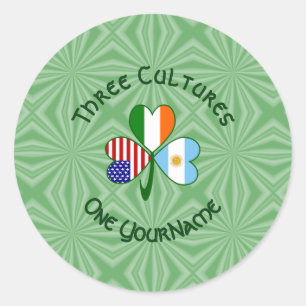 Argentina Ireland USA Shamrock Flag Personalized Classic Round Sticker