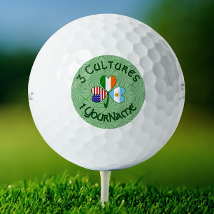 Argentina Ireland USA Shamrock Flag Personalized  Golf Balls
