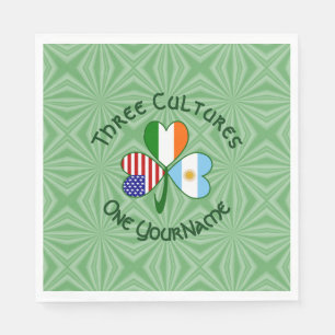 Argentina Ireland USA Shamrock Flag Personalized Napkin