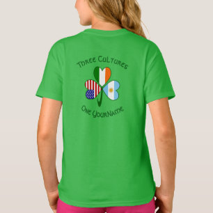 Argentina Ireland USA Shamrock Flag Personalized  T-Shirt