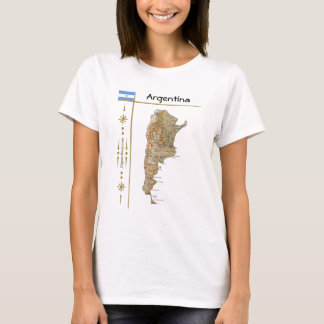 Argentina Map + Flag + Title T-Shirt