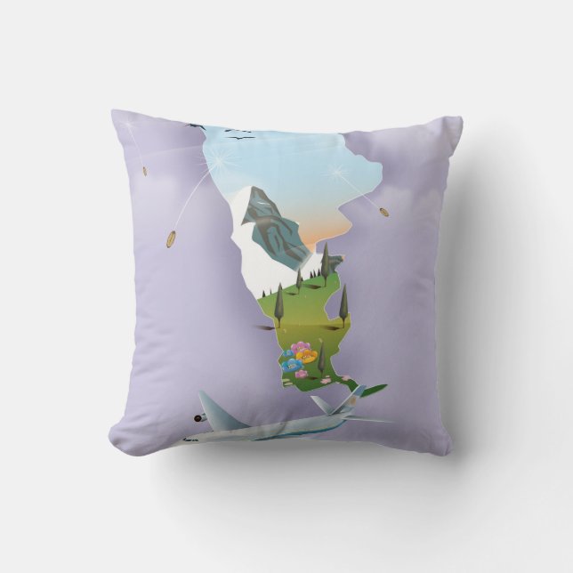 Argentina Map Travel poster Throw Pillow (Front)