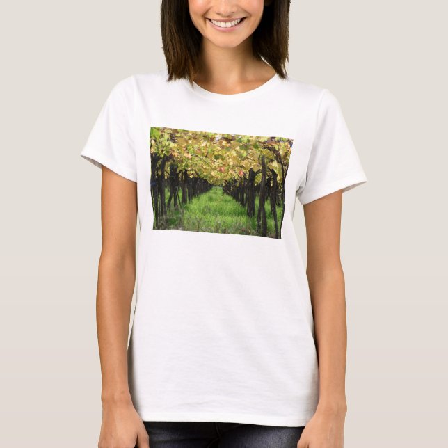 Argentina, Mendoza, Row Of Grape In Vineyard T-Shirt (Front)