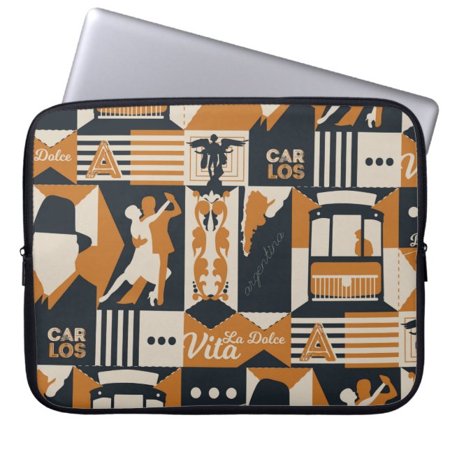 argentina pattern seamless design illustration laptop sleeve (Front)
