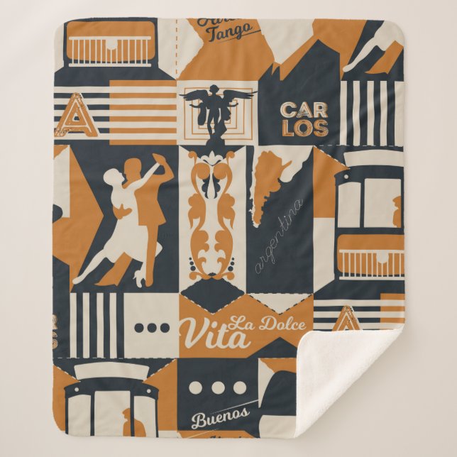 argentina pattern seamless design illustration sherpa blanket (Front)