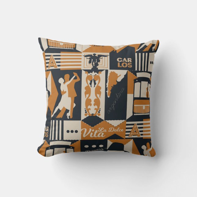 argentina pattern seamless design illustration throw pillow (Front)