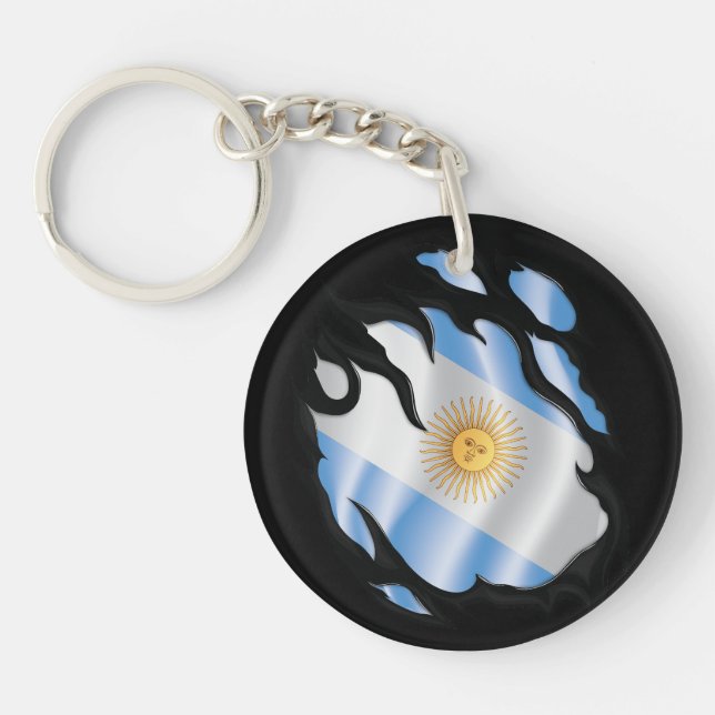 Argentina Ripped Flag Keychain (Front)