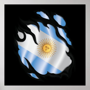 Argentina Ripped Flag Poster