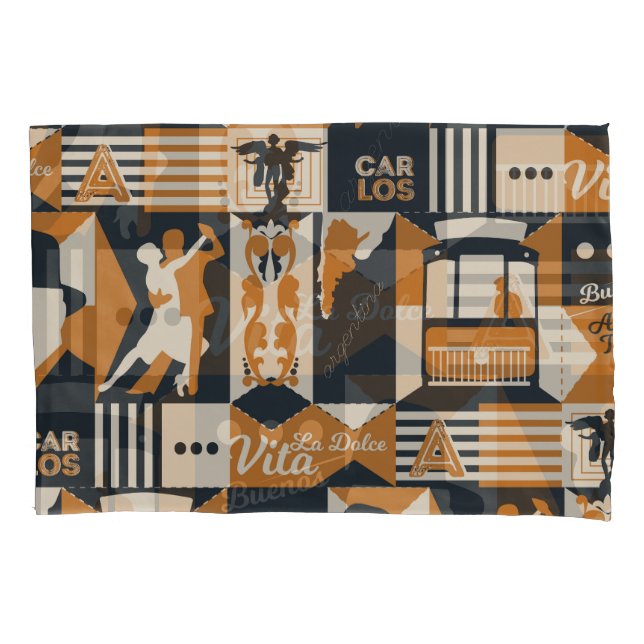 Argentina: Seamless Ethnic Illustration. Pillowcase (Front)