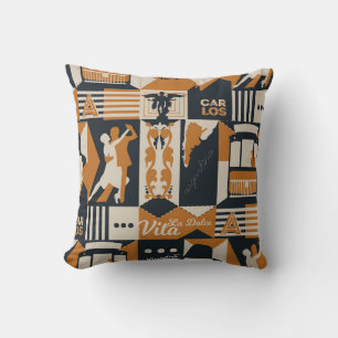 Argentina: Seamless Ethnic Illustration. Throw Pillow