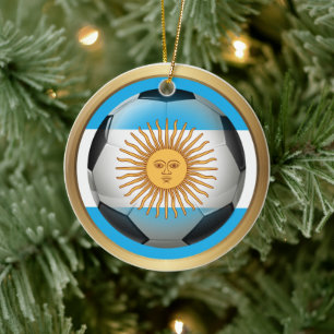 Argentina Soccer Ball Sports Ceramic Ornament