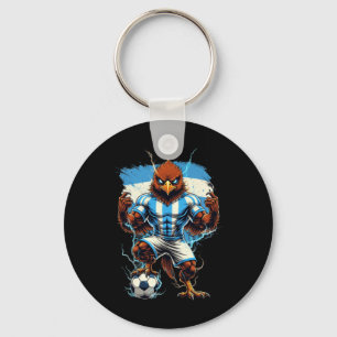 Argentina Soccer Fan Flag Vintage Pride Animal Bir Keychain