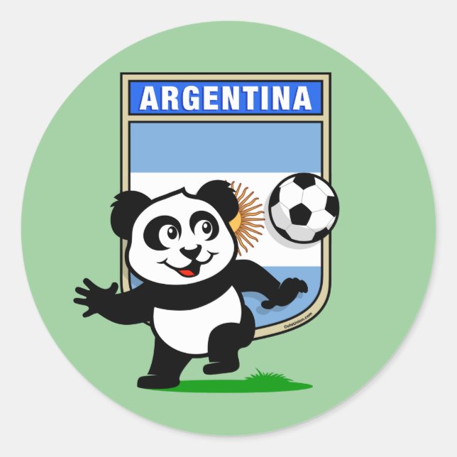 Argentina Soccer Panda Classic Round Sticker (Front)
