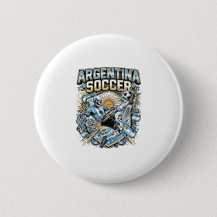 Argentina Soccer Skeleton Striker Nations Poster S 2 Inch Round Button