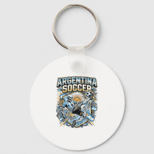 Argentina Soccer Skeleton Striker Nations Poster S Keychain