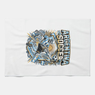 Argentina Soccer Skeleton Striker Nations Poster S Kitchen Towel