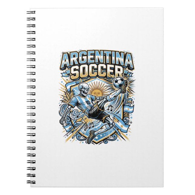 Argentina Soccer Skeleton Striker Nations Poster S Notebook (Front)
