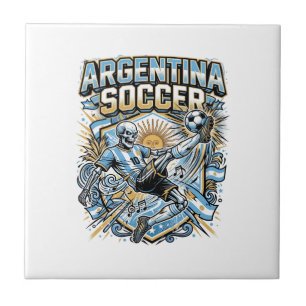 Argentina Soccer Skeleton Striker Nations Poster S Tile