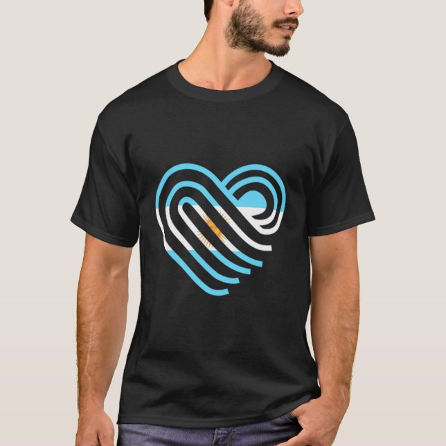Argentina Sun Of May Heart Argentinian Pride Argen T-Shirt (Front)
