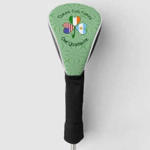 Argentina USA Ireland Flags Shamrock Personalized  Golf Head Cover