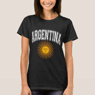 Argentina Varsity Style Sun of May White Text  T-Shirt