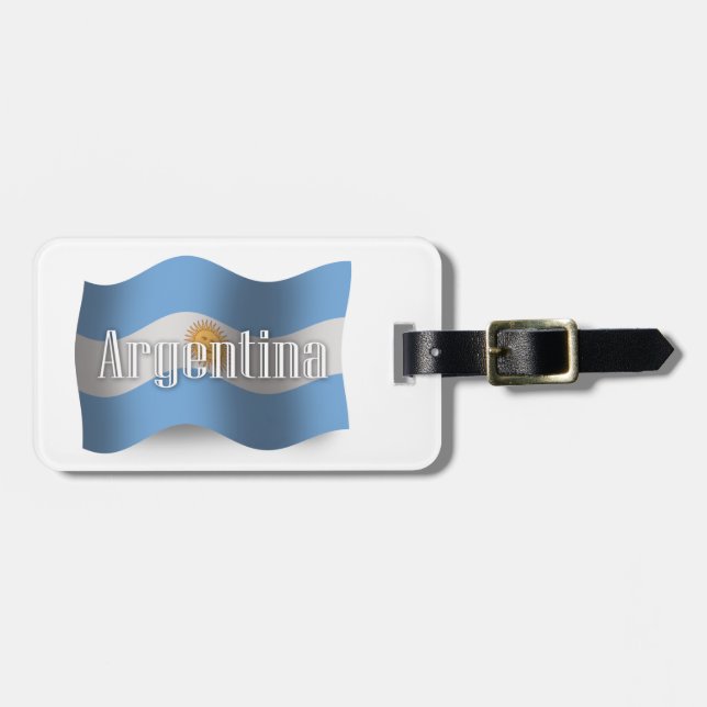 Argentina Waving Flag Luggage Tag (Front Horizontal)