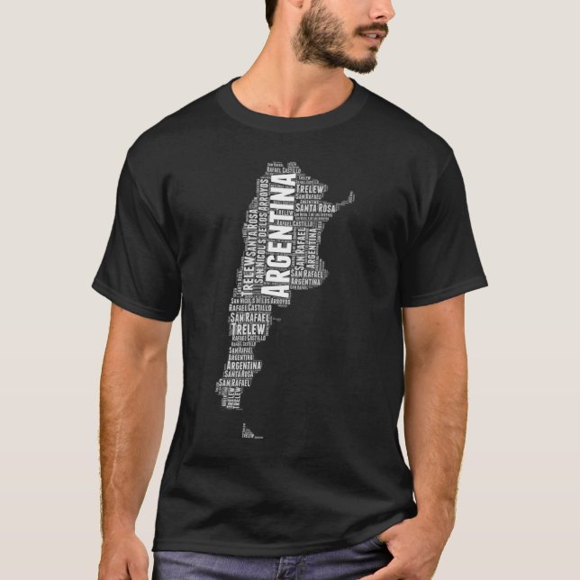 Argentina Word Cloud Country Map T-Shirt (Front)