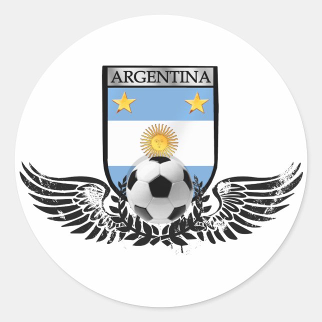 Argentina world champions Winged futbol shield Classic Round Sticker (Front)