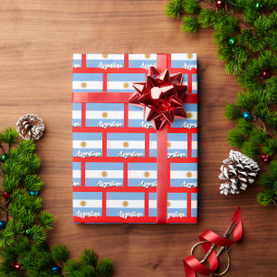 Argentina Wrapping Paper, Red Xmas, Argentina Flag Paper
