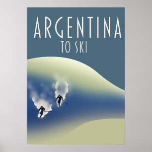 Argentine : affiche de ski de style Vintage