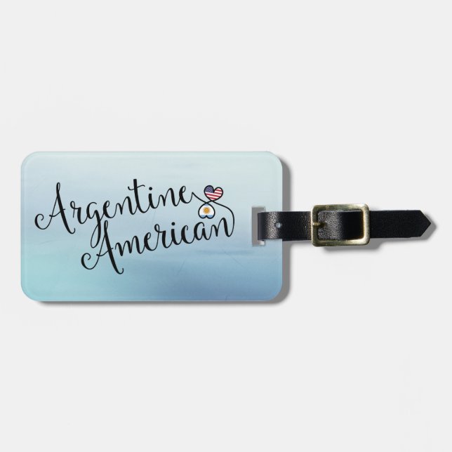 Argentine American Entwined Hearts Luggage Tag (Front Horizontal)