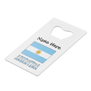 Argentine Argentina Flag Personalized Text Credit Card Bottle Opener