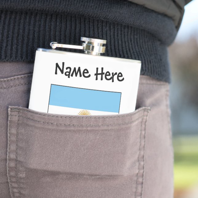 Argentine Argentina Flag Personalized Text  Hip Flask (In Situ)