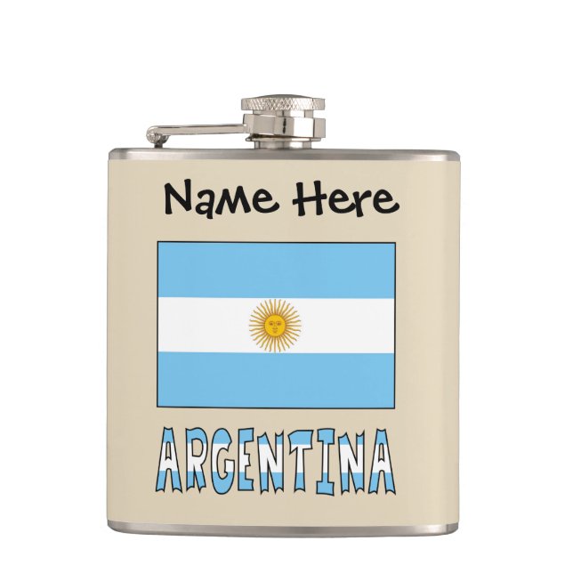 Argentine Argentina Flag Personalized Text  Hip Flask (Front)