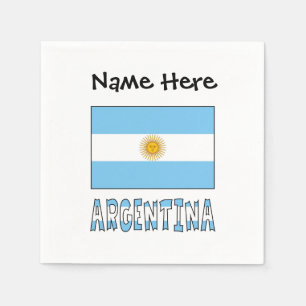 Argentine Argentina Flag Personalized Text Napkin
