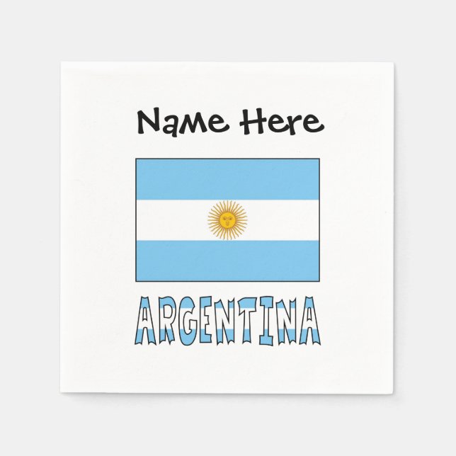 Argentine Argentina Flag Personalized Text  Napkin (Front)
