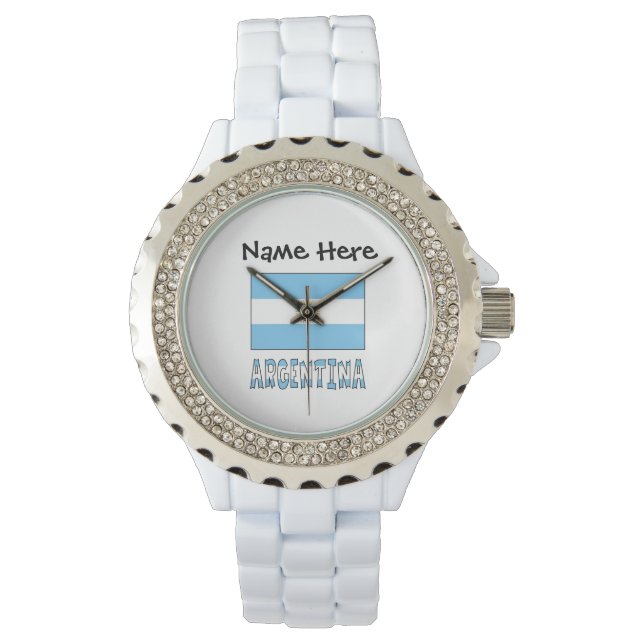 Argentine Argentina Flag Personalized Text  Watch (Front)